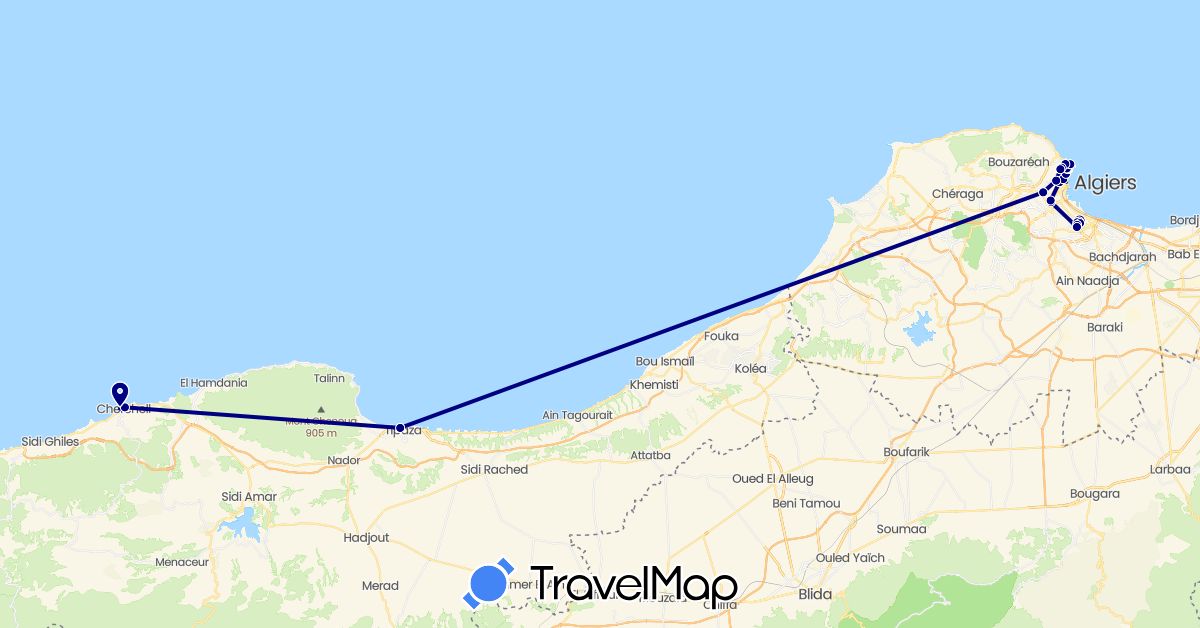 TravelMap itinerary: driving in Algeria (Africa)